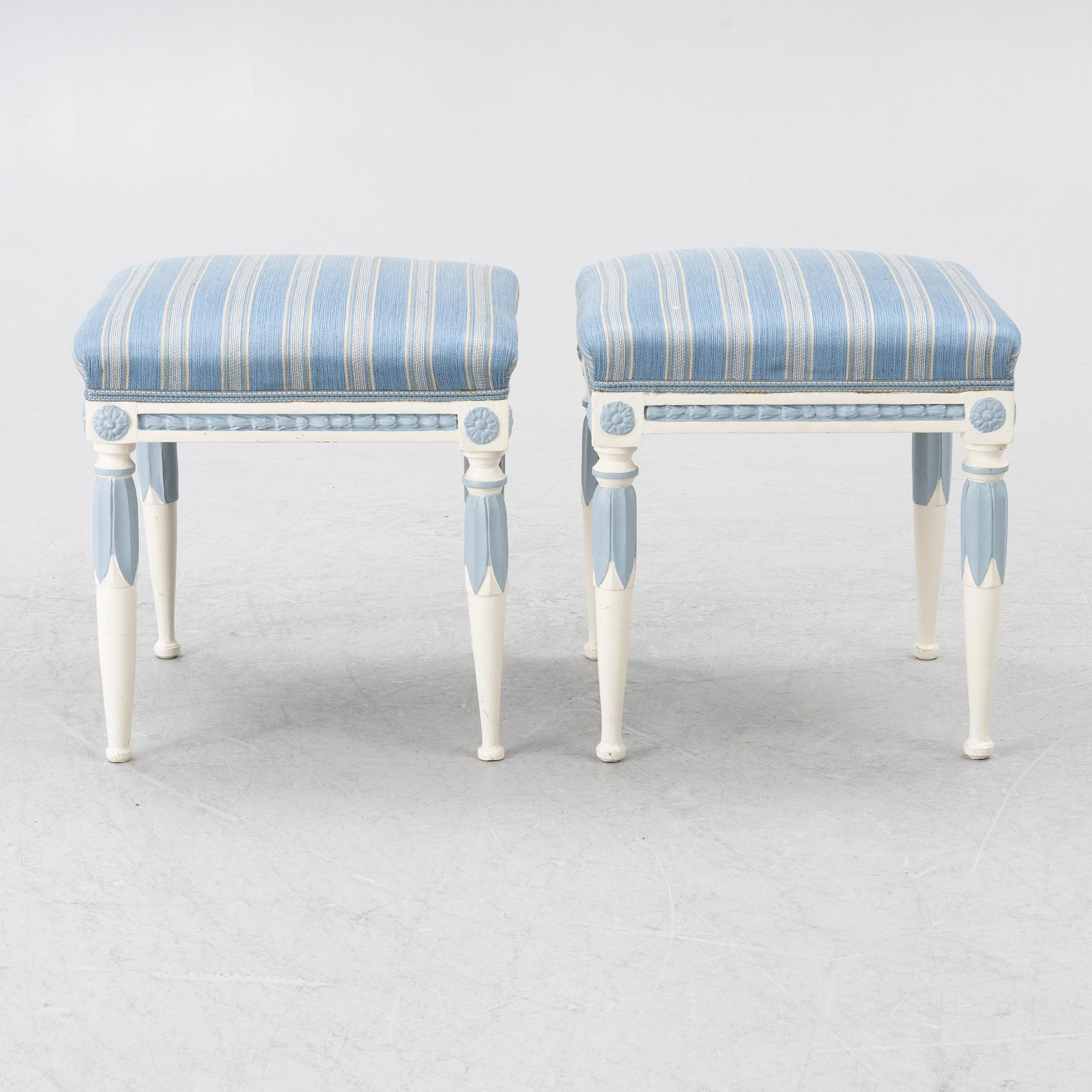 Stools, a pair, Gustavian style, 20th century.
