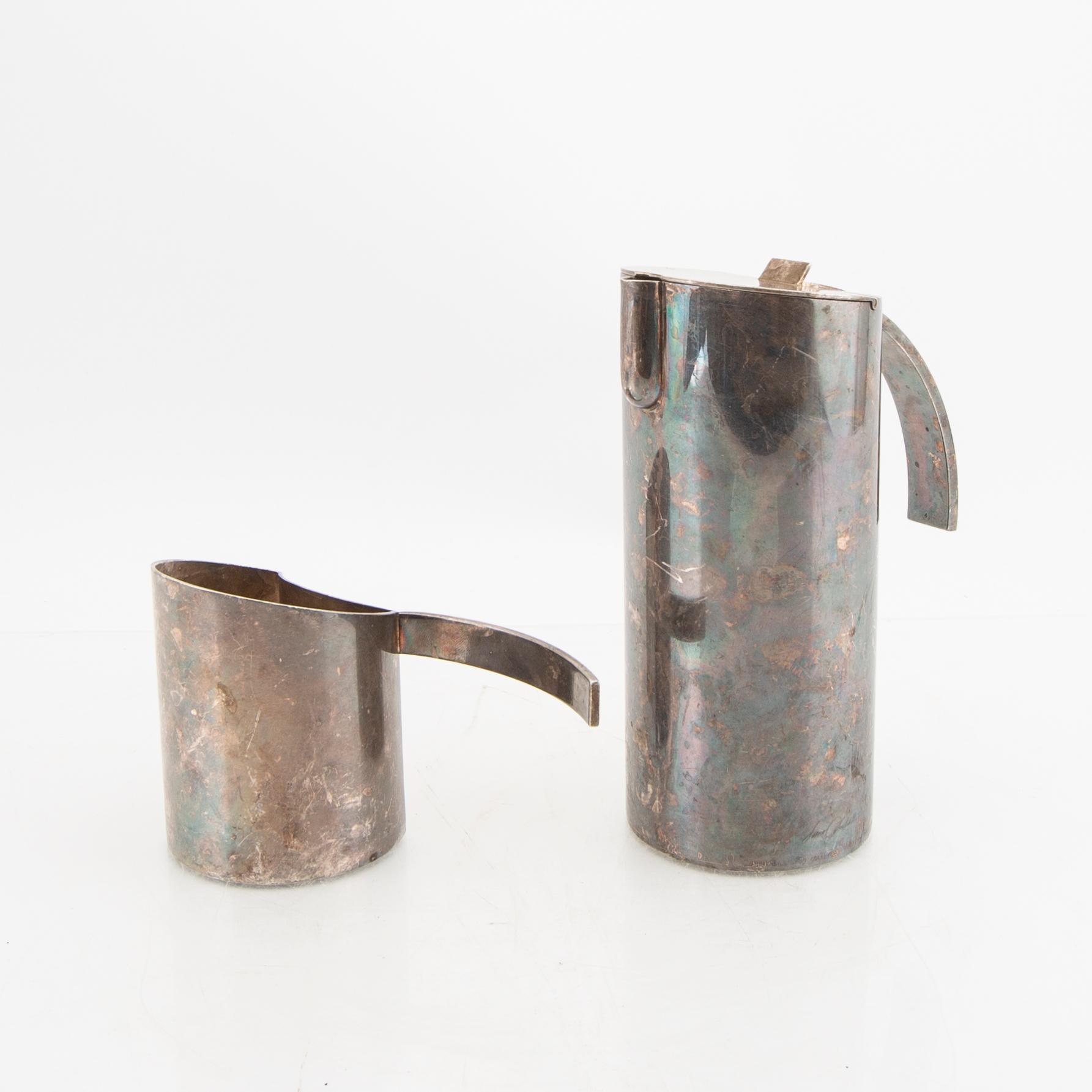Lino Sabattini, kannor 2 st försilvrad metall italien sent 1900-tal.