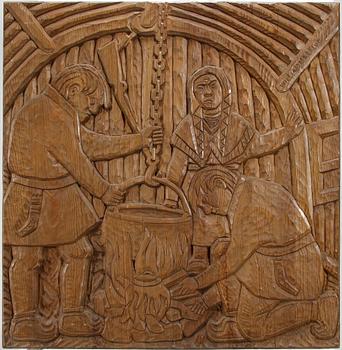 William Marklund · WILLIAM MARKLUND, relief i trä. Signerad.