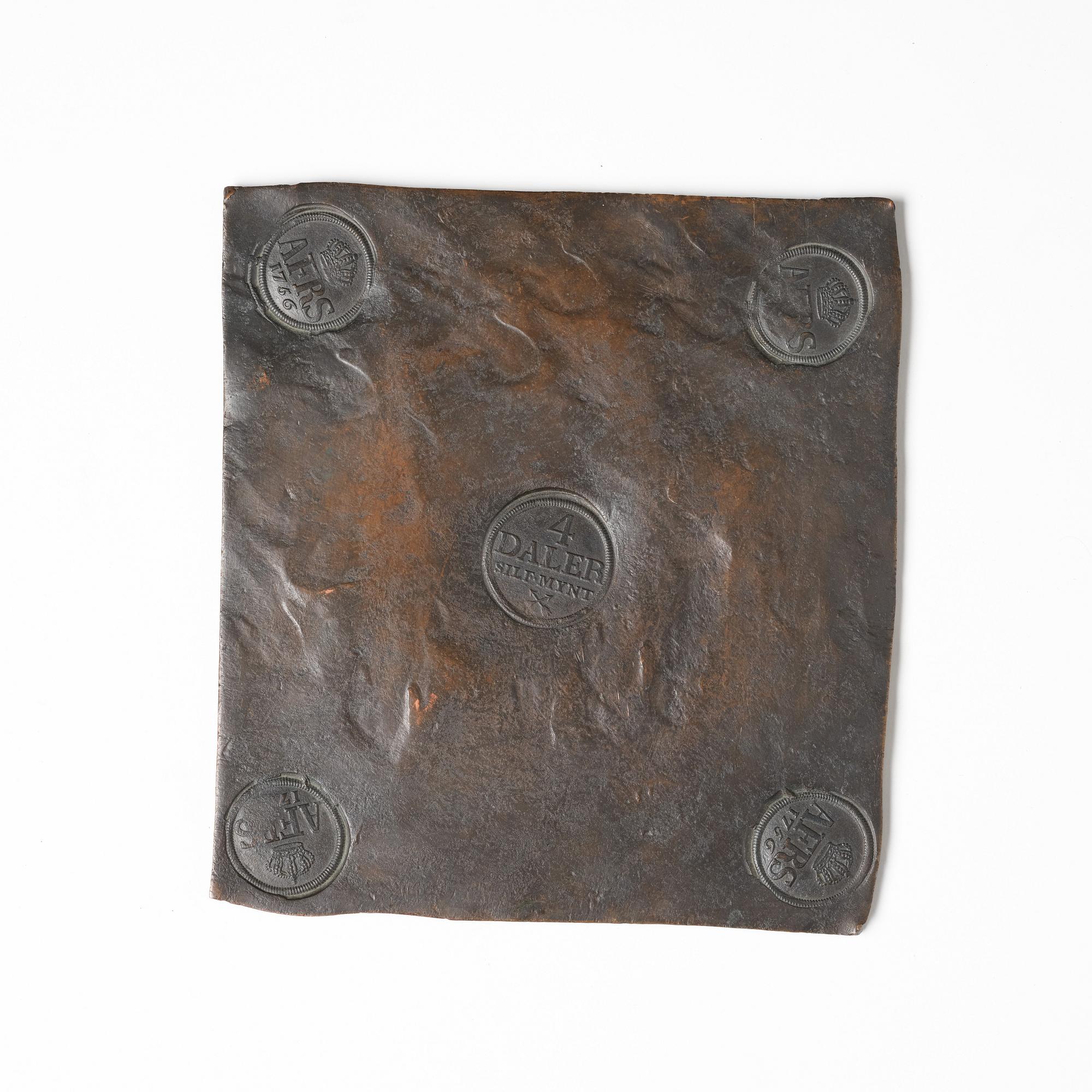 Adolf Fredrik, a Swedish plate coin of 4 daler silver, Avesta 1756.