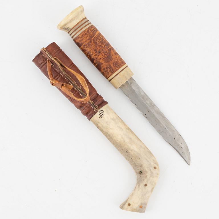 Andreas Poggats a reindeer horn knife, signed.