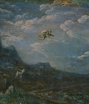 Tobias Verhaecht, Wide landscape with Herse and her maidservants discovered by Mercury on the way to the Temple of Minerva.