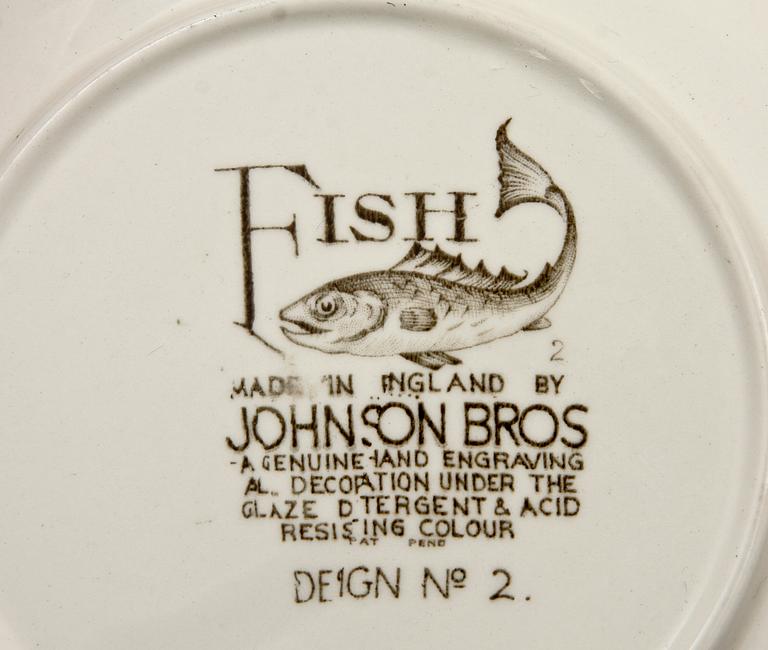 FISKSERVISDELAR, 7+7+1+1+1, flintgods, England Johnson Bros "Fish".