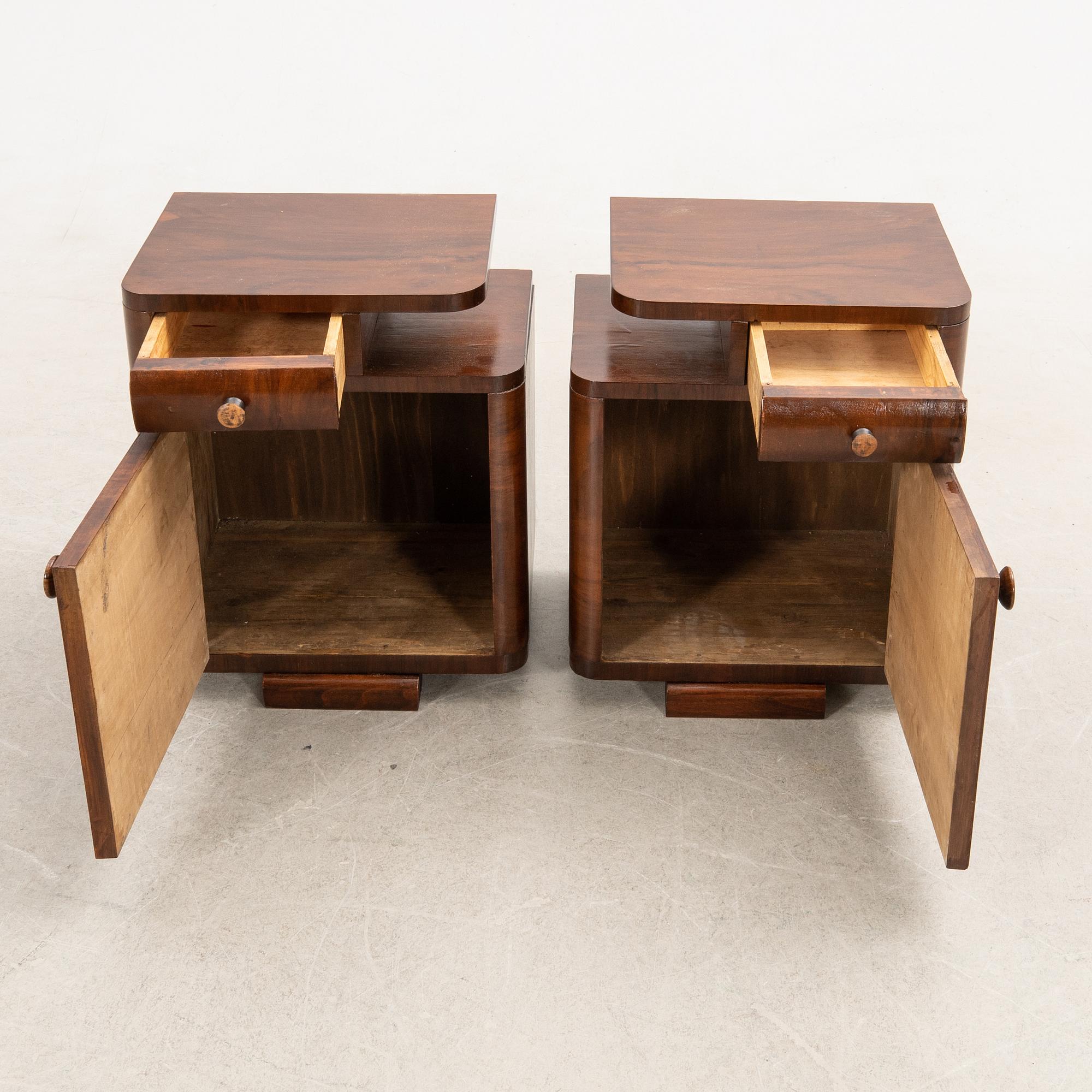 Sängbord, ett par, Art Deco, 1900-talets första hälft.