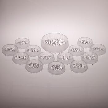 SKÅLAR, 14 delar, glas, "Ultima thule", Tapio Wirkkala, Iittala, 1900-talets andra hälft.