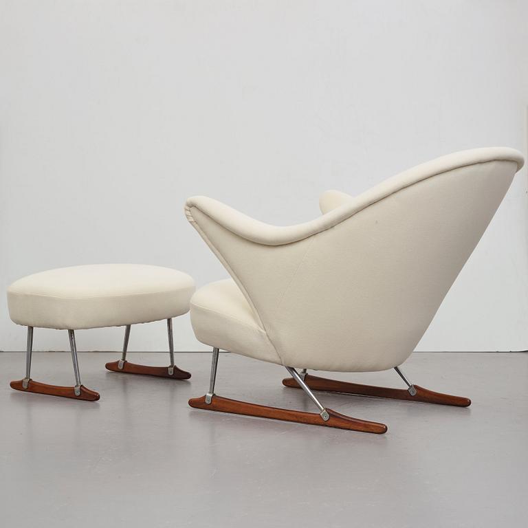 Børge Mogensen, a "model nr 160" easy chair and ottoman by Tage M Christensen & Co, Denmark 1950's.