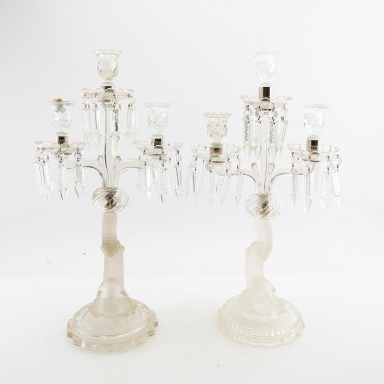 Candelabra, a pair, glass, 20th century.