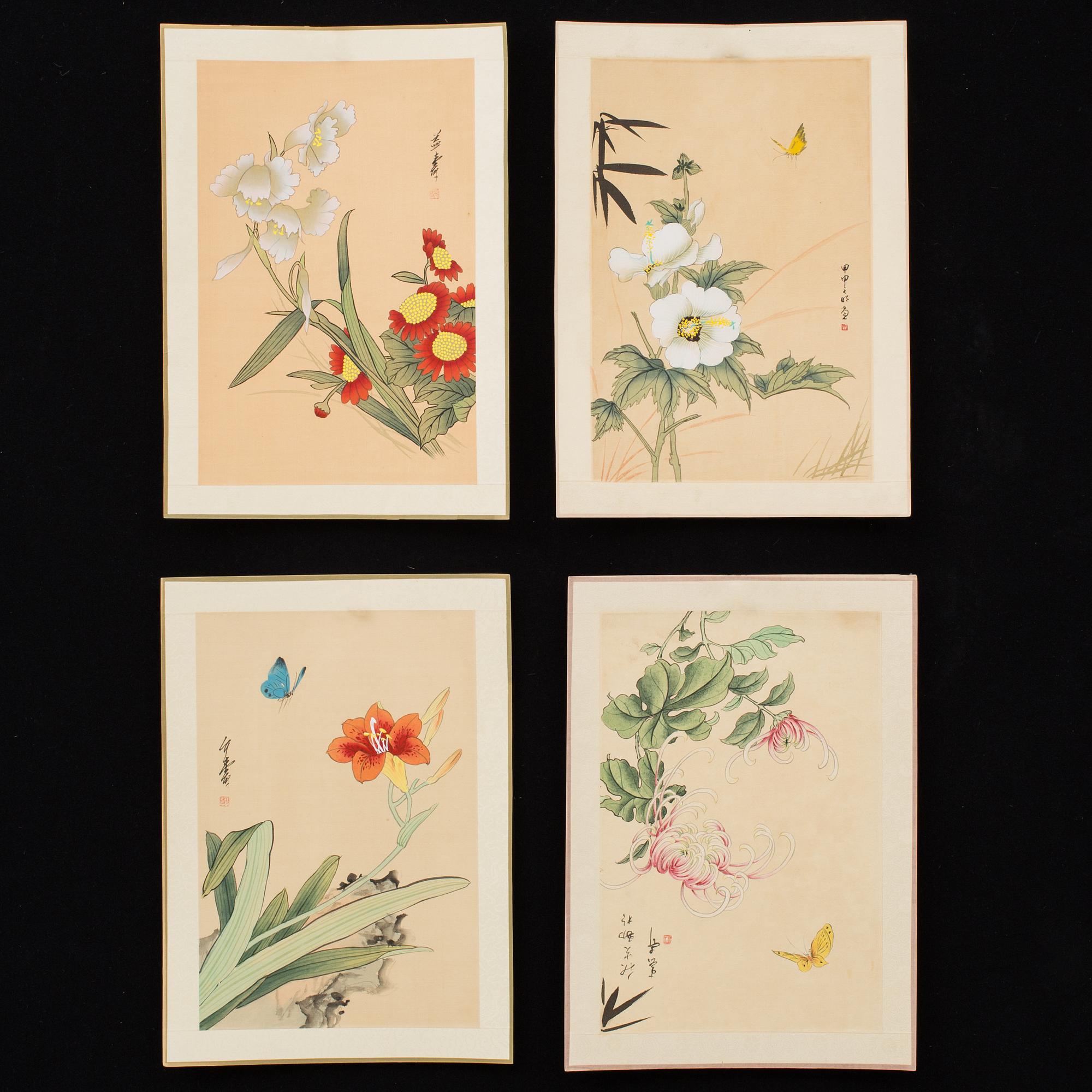 AKVARELLER, 16 st, Kina, signerade, 1900-tal.