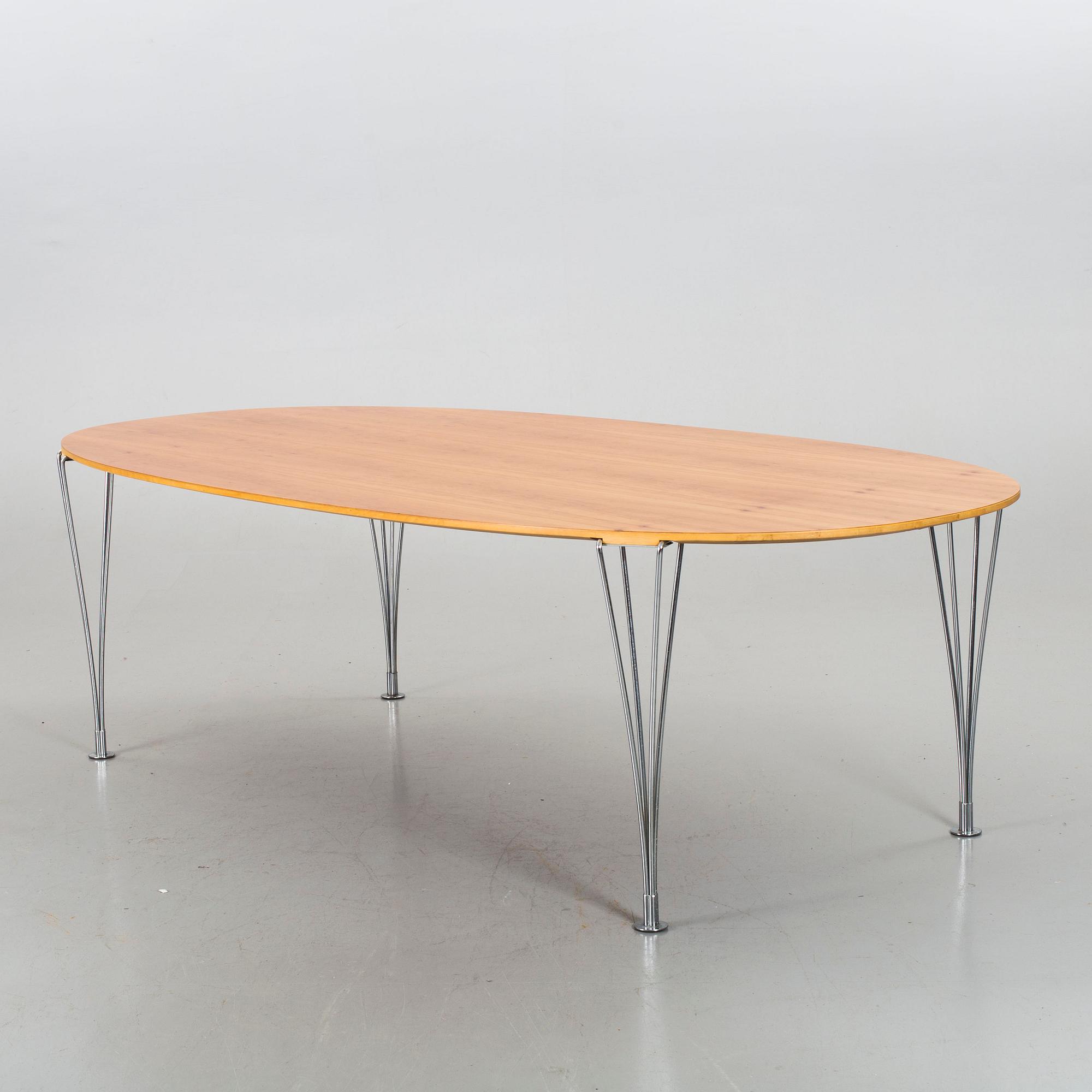 A BRUNO MATHSSON & PIET HEIN "SUPERELLIPSE" TABLE, Fritz Hansen, Denmark.