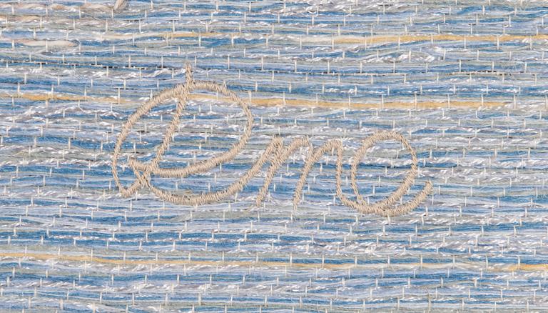 Riitta-Maija Oksanen, bildväv, signerad RMO, för Helmi Vuorelma AB, numrerad 110/400.