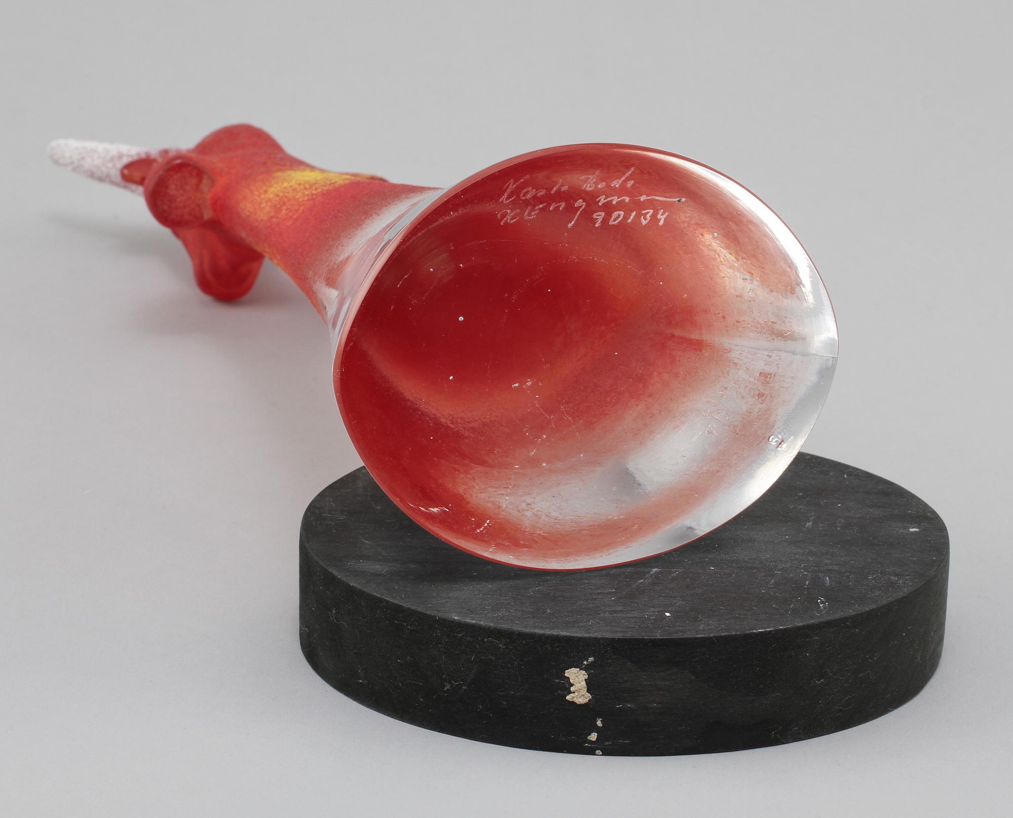 SKULPTUR, glas, Kjell Engman, Kosta Boda, 1980/90-tal.