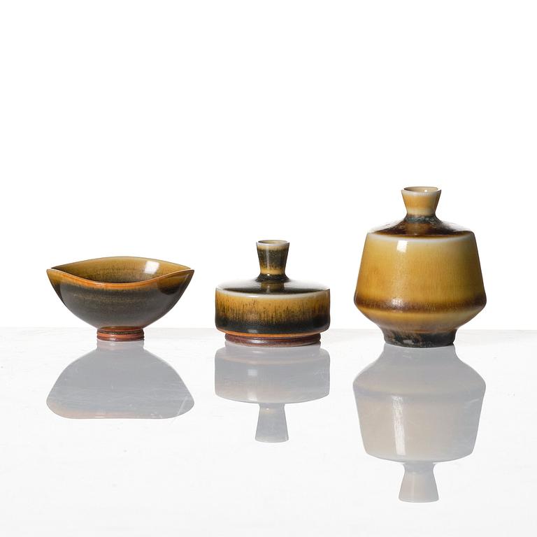 Berndt Friberg, vaser 8 st och skålar, 3 st, Gustavsbergs studio 1960-70-tal.