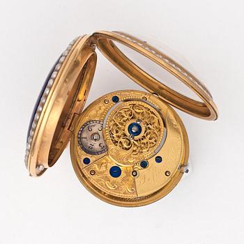 A gold pocket watch, F. Crump, London, early 19th century.