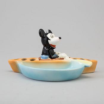 A mid 20th century Mickey Mouse porcelain ash tray.