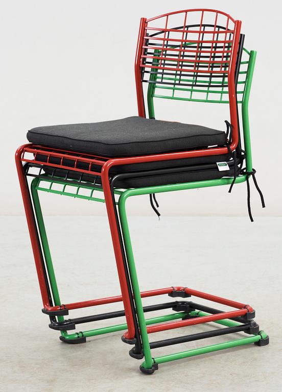 STOLAR / TRÄDGÅRDSSTOLAR, 3 st, "Hightech", Nisse Strinning, Grythyttan, 2000-tal. Formgivna 1984.