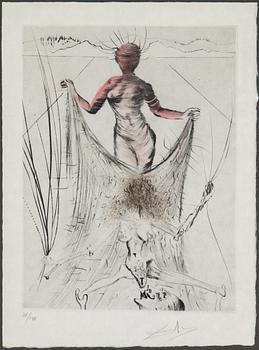 SALVADOR DALÍ, etsning med torrnålsgravyr med handkolorering, 1969, signerad med blyerts och numrerad 26/145.