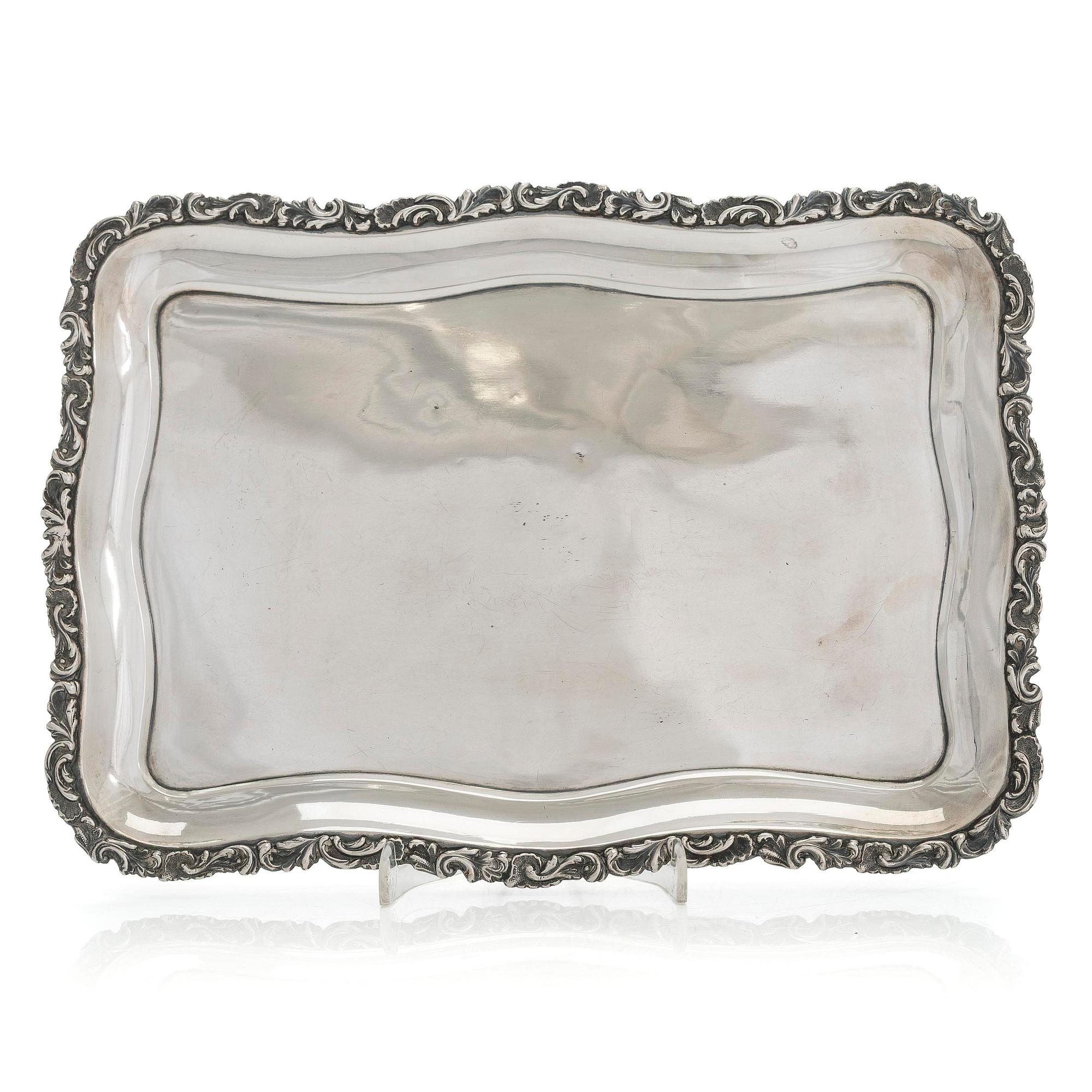 A silver tray, maker's mark of Adolf Sper, Saint Petersburg 1840.