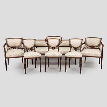 A six-piece furniture set, Nikolai Boman's, Turku, 1890s.