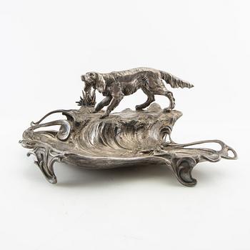 Writing desk Art Nouveau around 1900, silver plate.