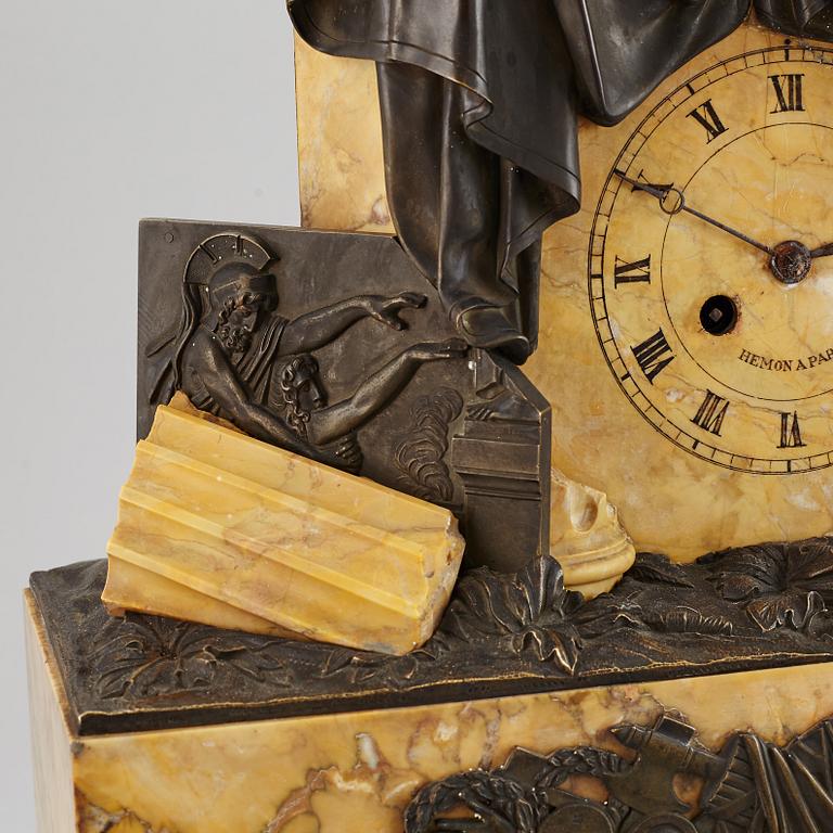 A mantle clock, marked Hemon a Paris, 19th Century.