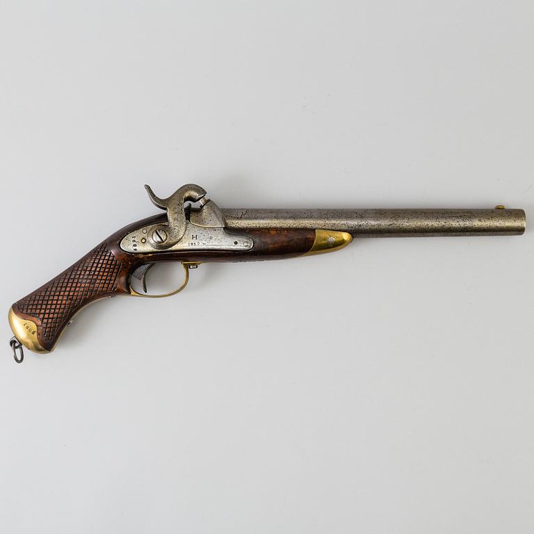 A Swedish cavalry percussion lock pistol model 1850 from Husqvarna Gevärsfaktori.