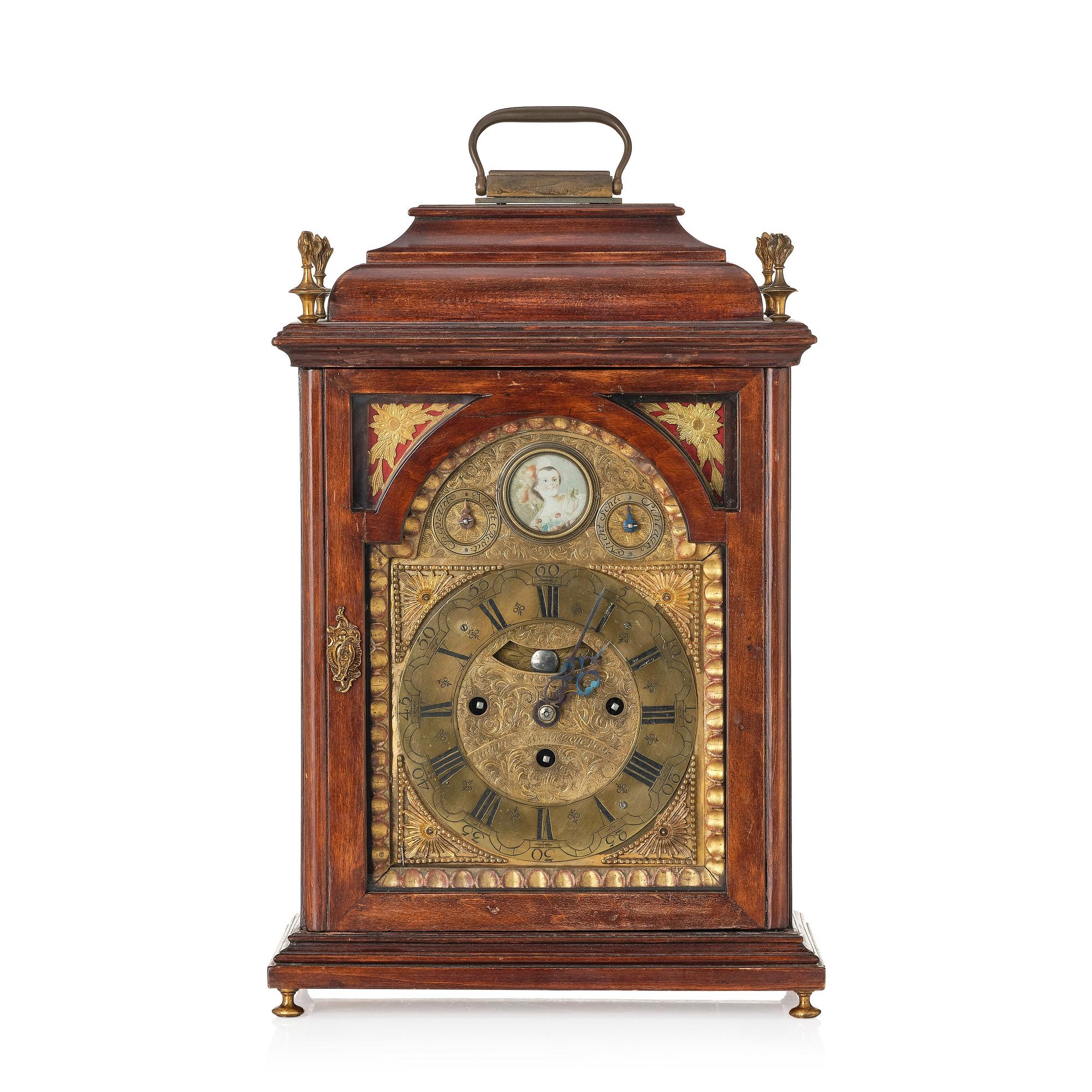 A Prague rococo bracket clock 'Stockuhr' signed Simon Schreiblmeyr, later part of the 18th century.