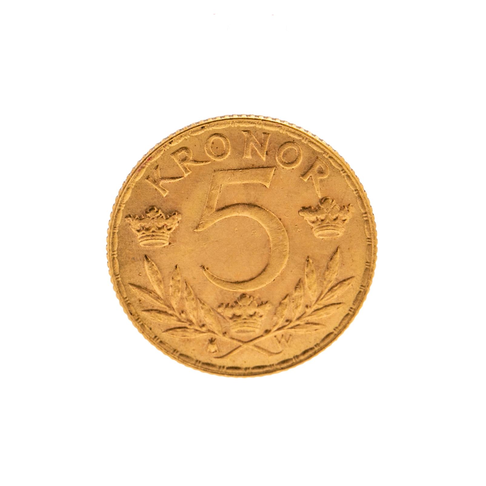 Gold coin, 5 Kronor, Gustav V, 1920.