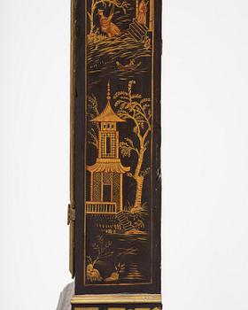 A George II japanned musical longcase clock by William Barrow (watchmaker in London 1700-36).