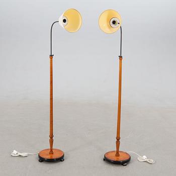 Floor lamps, a pair, 1940s.