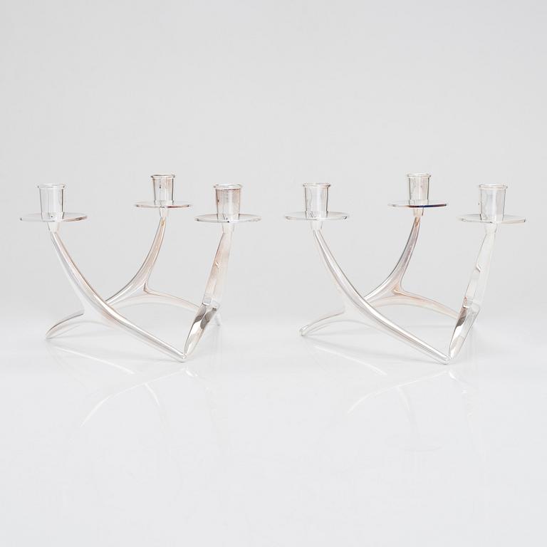 Anna-Greta Eker, a pair of three-armed silver candelabra, Auran Kultaseppä Oy, Turku, Finland 1995.