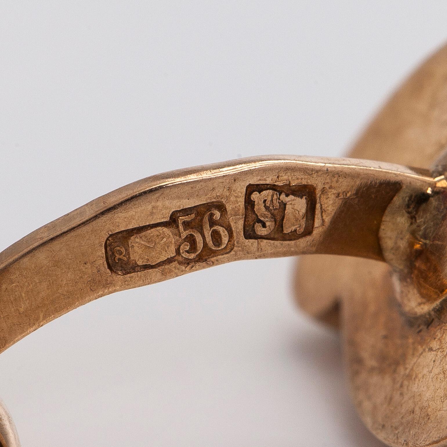 Manschettknappar, fasettslipade safirer, emalj, 14K (56) guld, St Petersburg 1908-1917.