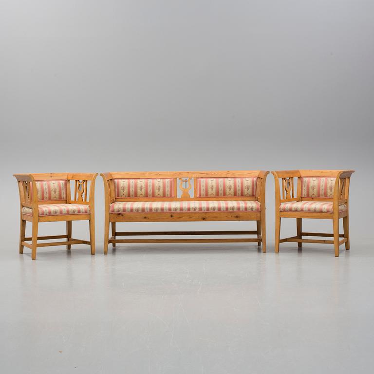 SOFFGRUPP, 3 delar, Karl Johan, 1800-tal.