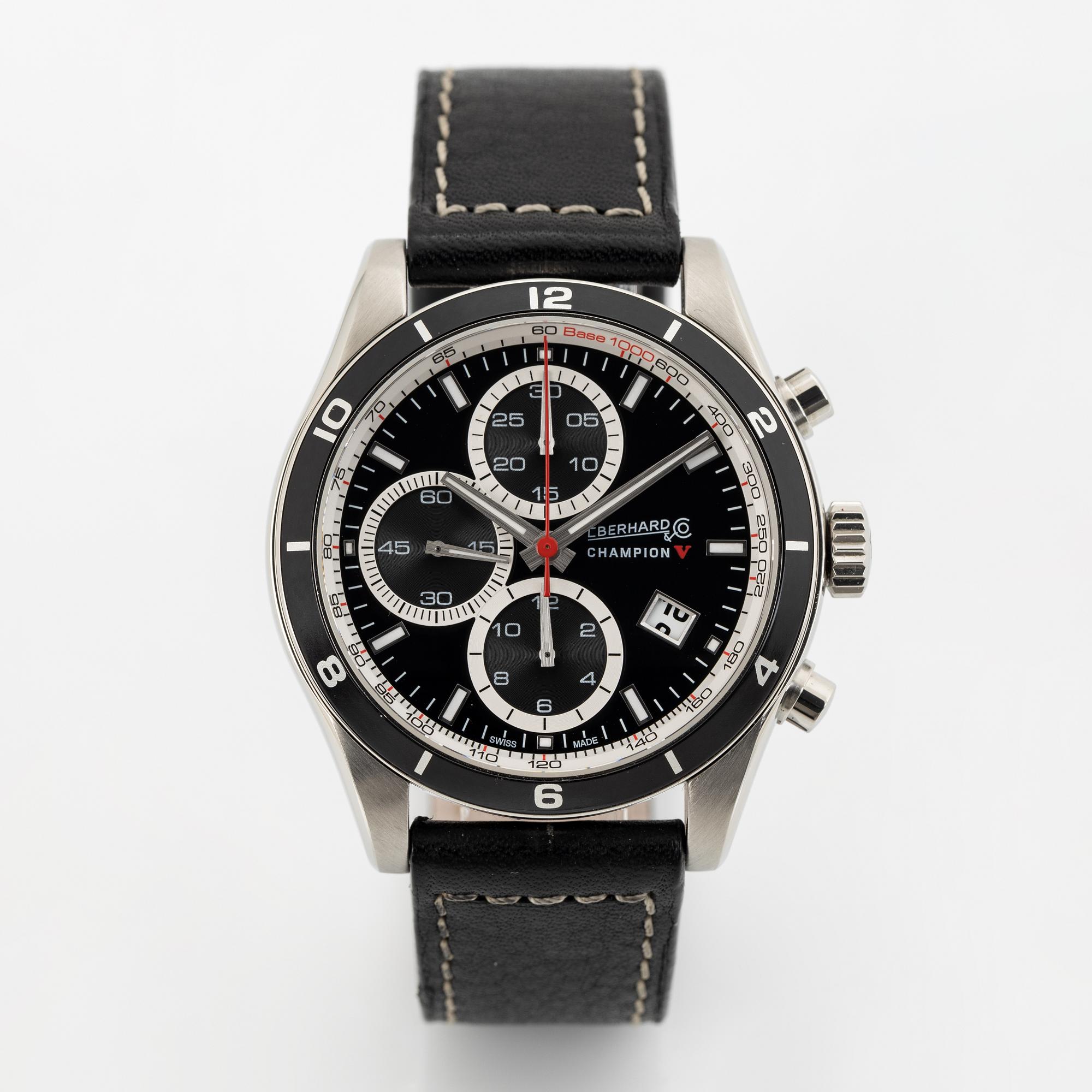 Eberhard Champion V chronograph wristwatch 42 8 mm. Bukowskis