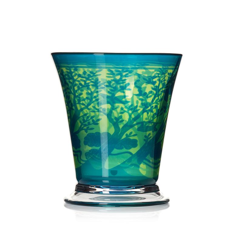 Gunnar Cyrén, a 'graal' glass vase, Orrefors, Sweden 1989.