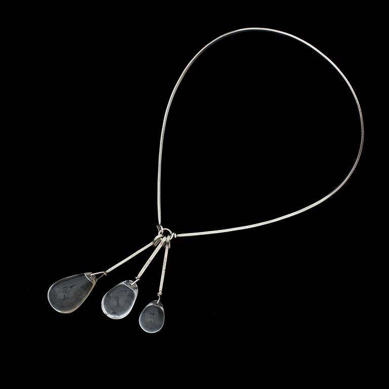 Vivianna Torun Bülow-Hübe, a silver necklace with three drop shaped pendants and a pair of earrings, Stockholm 1961.