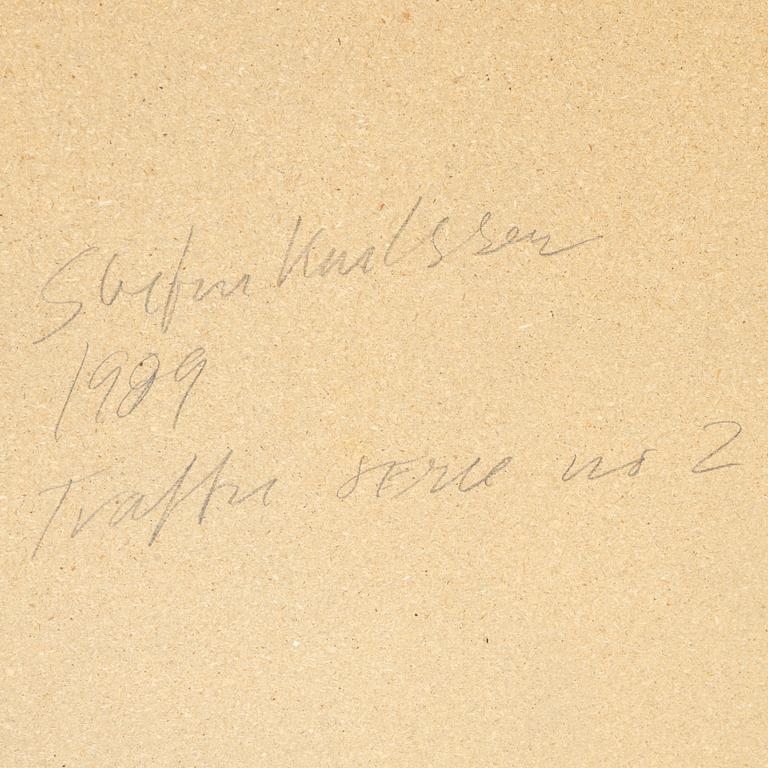 Stefan Karlsson, blandteknik på pannå, signerad och daterad 1989 a tergo.