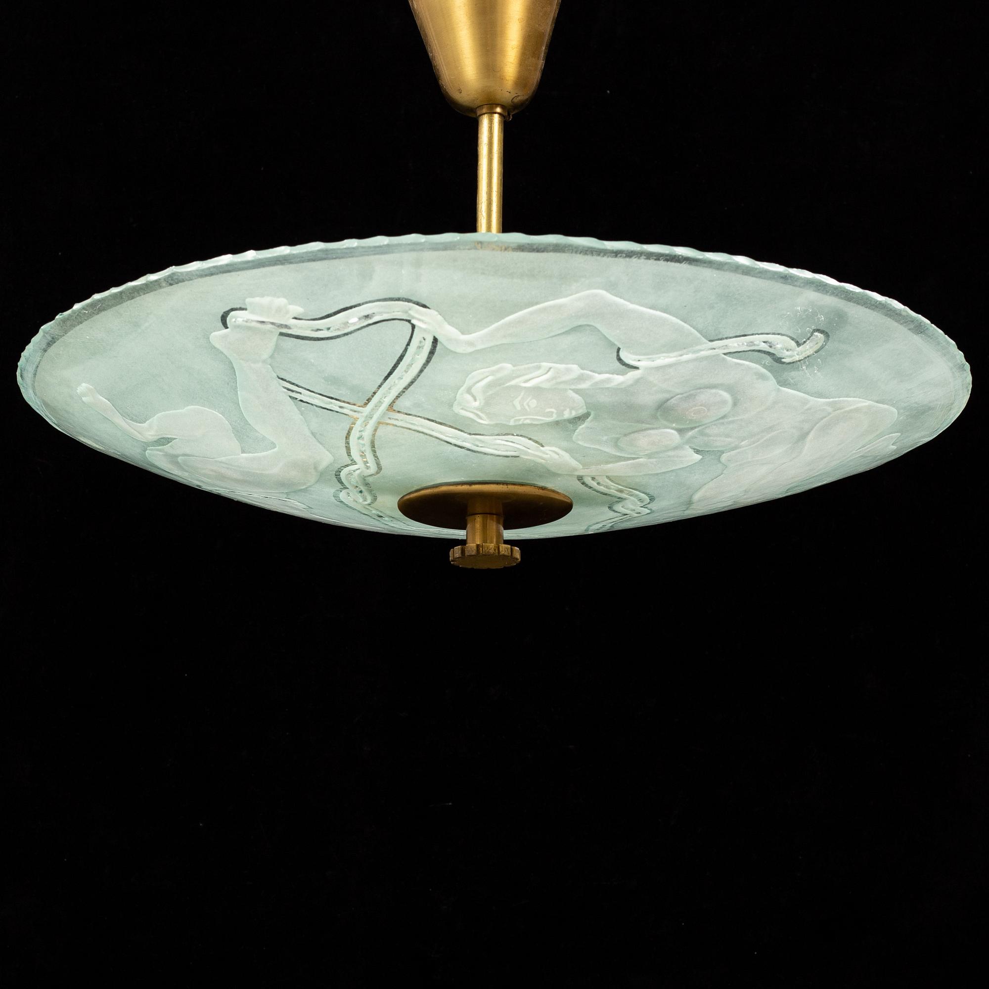 EINAR FORSETH, a glass ceiling light, Glössner, 1945.