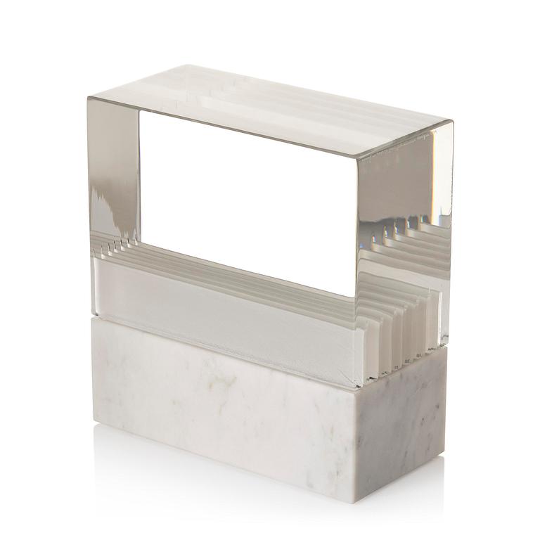 Jan Johansson, unik skulptur, slipat glas, Orrefors 1999.
