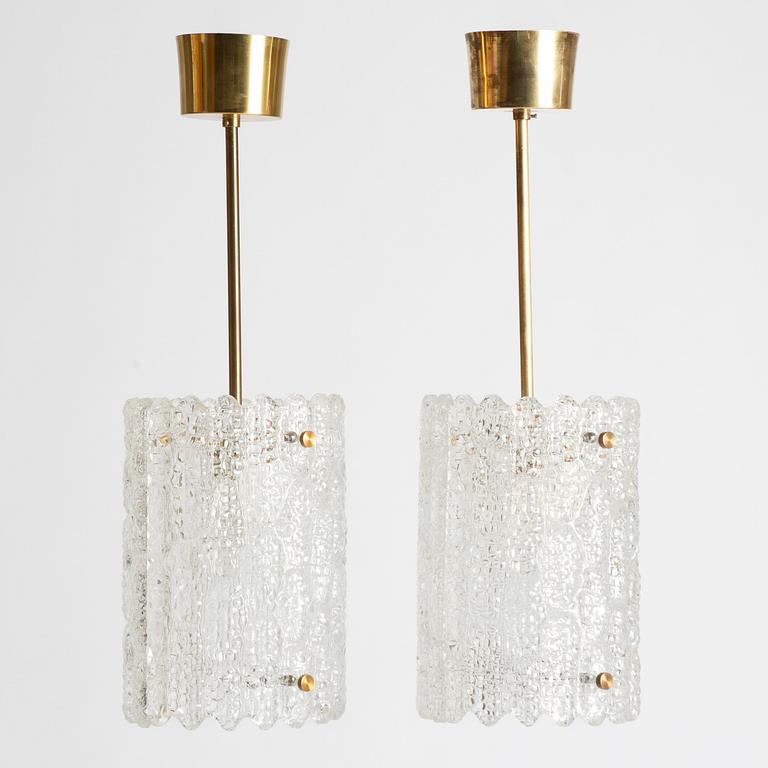 Carl Fagerlund, Ceiling lamps, a pair, Orrefors, second half of the 20th century.