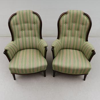FÅTÖLJER, 1 par, "Vår Fru", Carl Malmsten, AB O.H. Sjögren, Tranås.