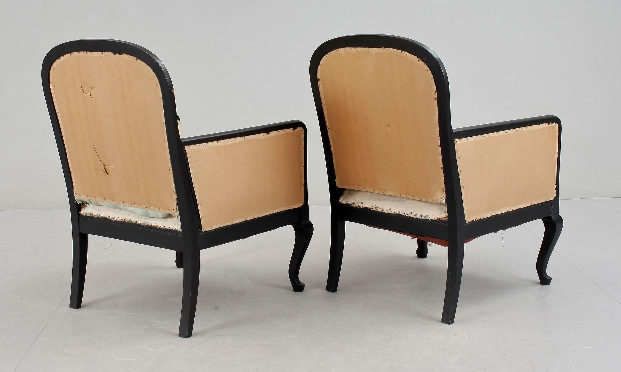 FÅTÖLJER, ett par, rokokostil, 1900-talets första hälft.