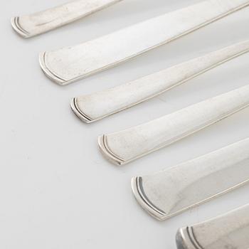 Jacob Ängman, 42 pieces of silver cutlery, 'Rosenholm', GAB, Stockholm/Eskilstuna, 1956-69.