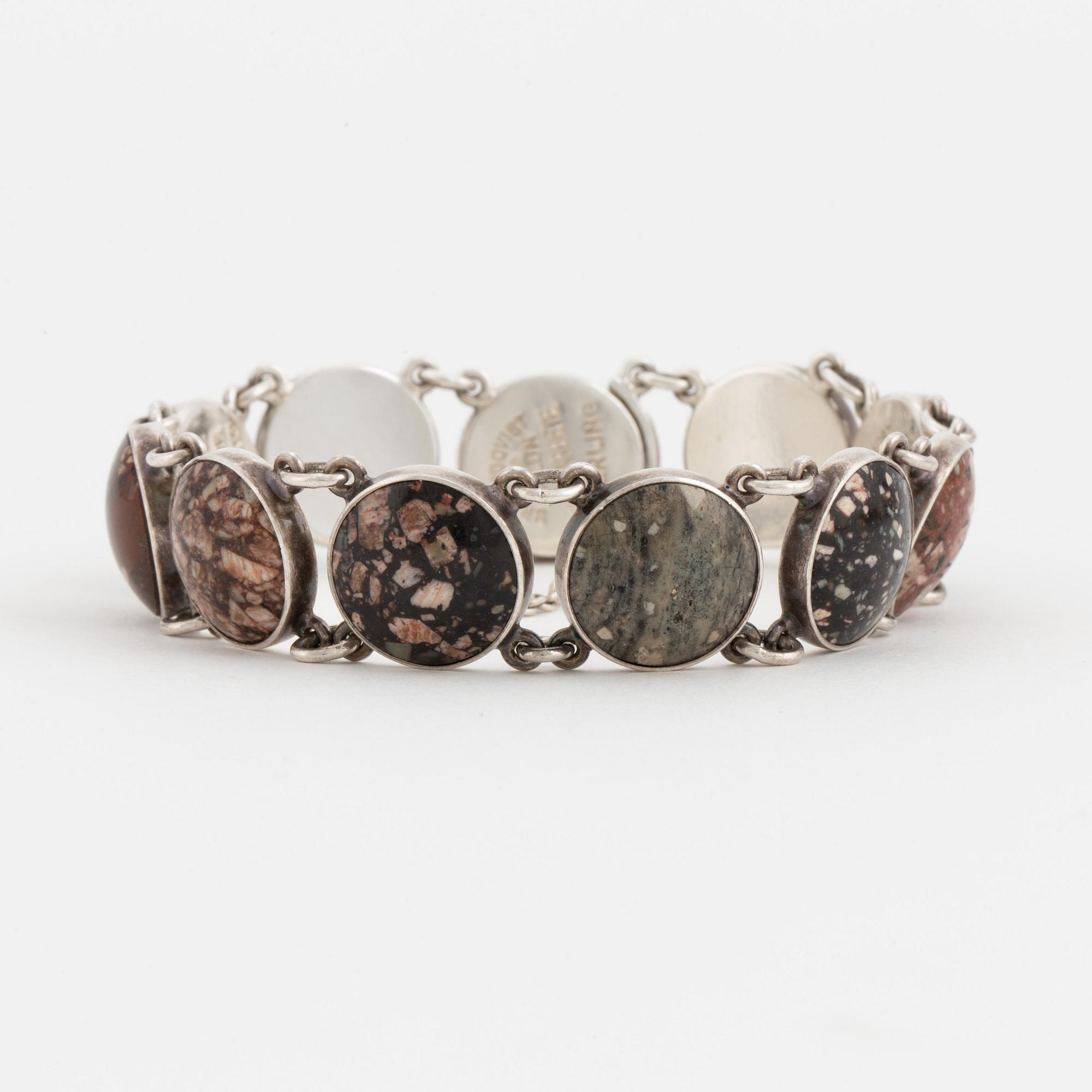 ARMBAND, sterlingsilver och porfyr, Bröderna Lundqvist Falun.
