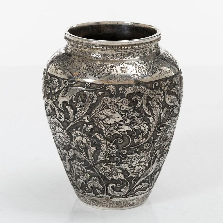 A Persian silver vase, 20th century.