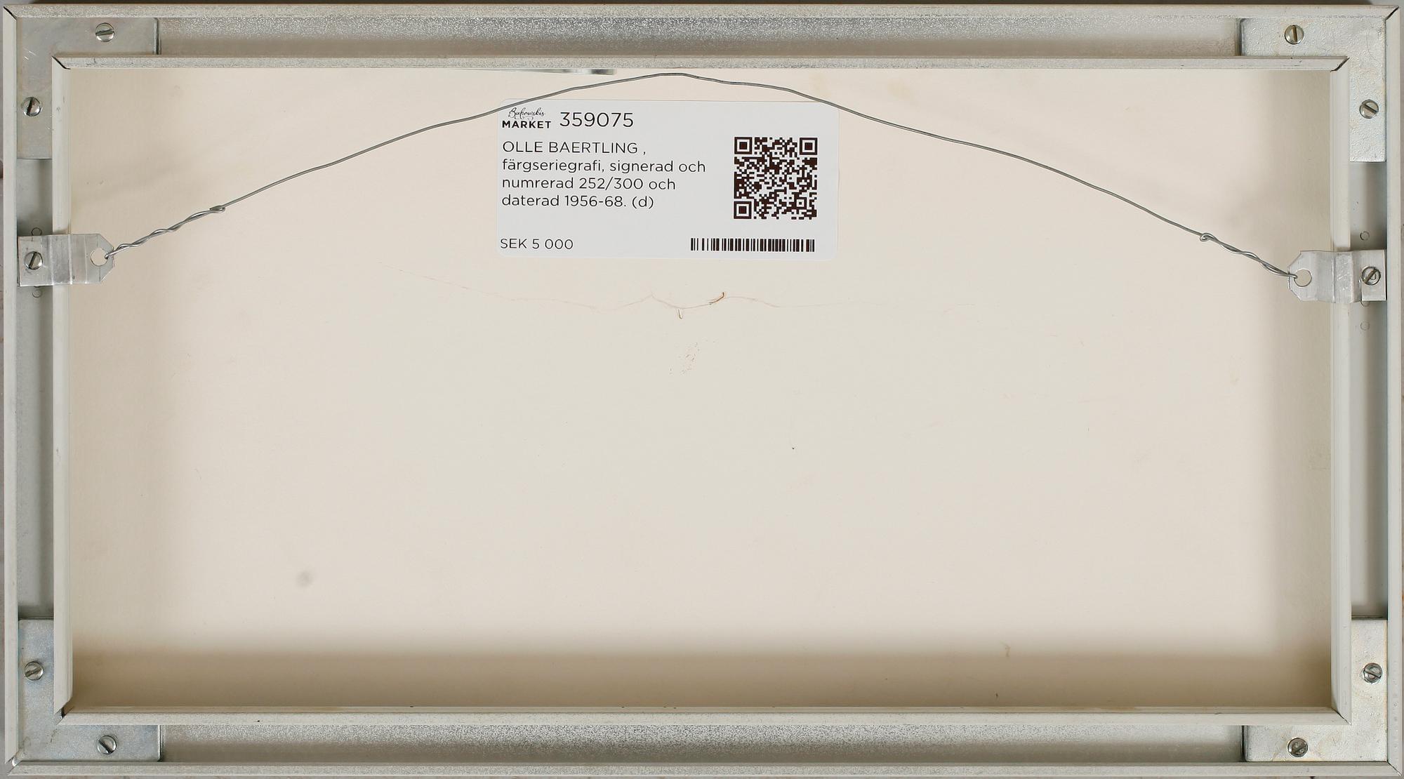 OLLE BAERTLING , färgserigrafi, signerad och numrerad 252/300 och daterad 1956-68.