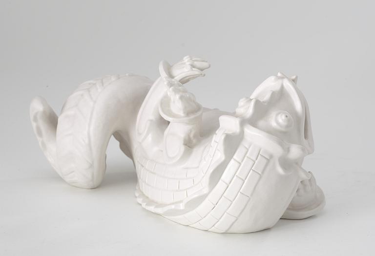 A Wilhelm Kåge stoneware figure of a dragon, Gustavsberg circa 1940.