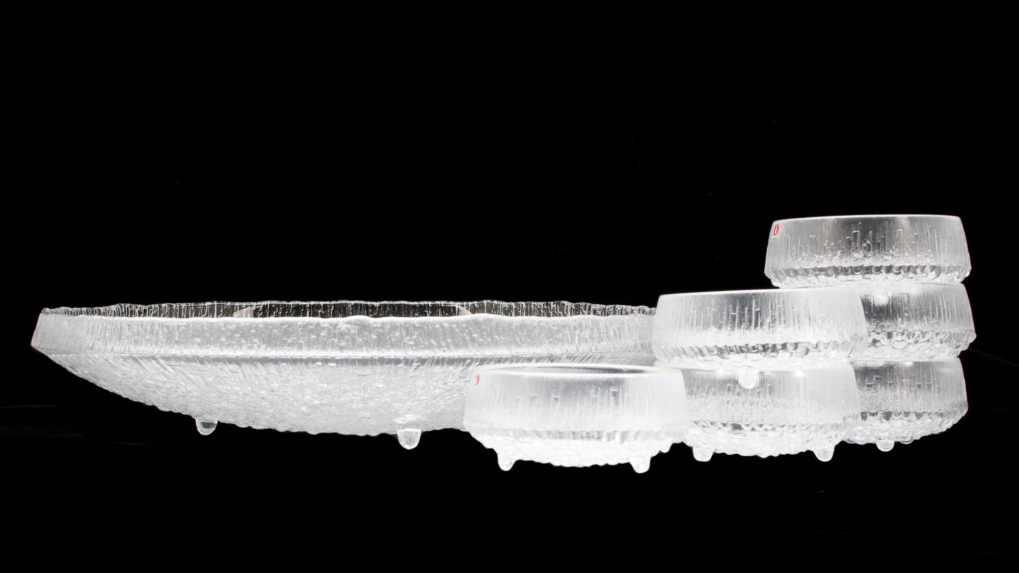 SKÅLFAT SAMT DESSERTSKÅLAR, glas, "Ultima Thule", Iittala, Tapio Wirkkala.