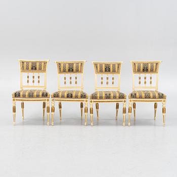 Stolar, fyra stycken, Stockholmsarbeten, omkring 1800, Sengustavianska.