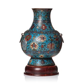 A large cloisonné enamel Hu jar, Ming dynasty (1368-1644).