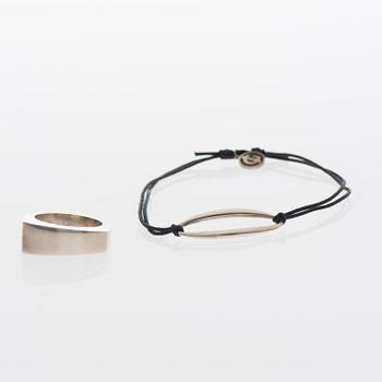 GEORG JENSEN, RING "Victory" and BRACELET "Zephyr", silver.